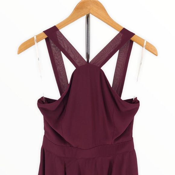 Lulu’s Forevermore Burgundy Skater Dress Halter Neck NWT size Small - Picture 4 of 13
